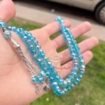 Tasbih efecto cristal azul celeste